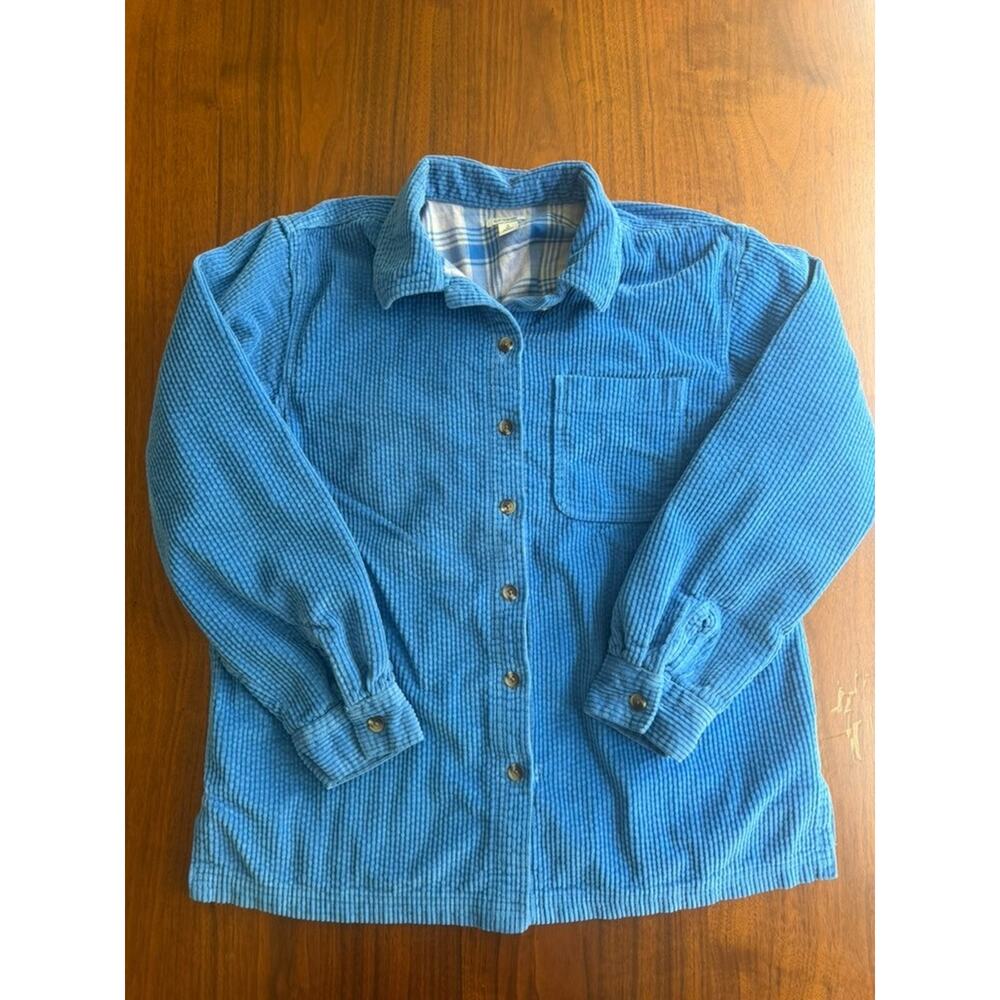 L.L.Bean Women's Blue Corduroy Button-Down Shirt - Size S